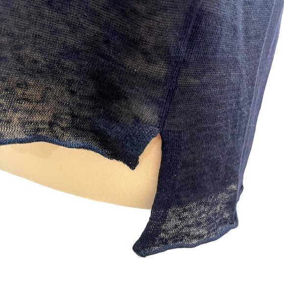 Nili Lotan 100% Linen Oversized Navy Blue Short Sleeve T-Shirt Sweater X-Small - Picture 7 of 15